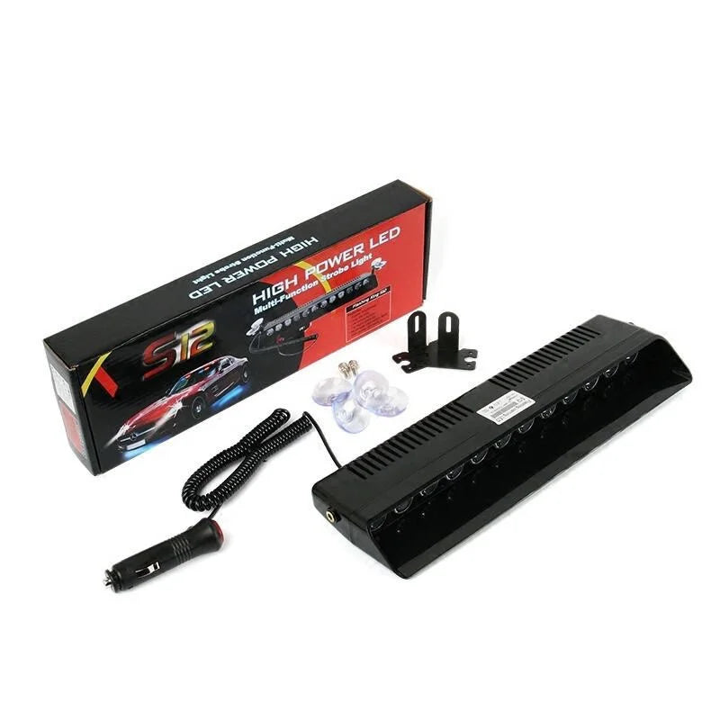12LED Car LED Strobe Light Red/Blue/White Police Lights Signal Lamps Flash Dash Emergency Flashing Windshield Warning Light 12V