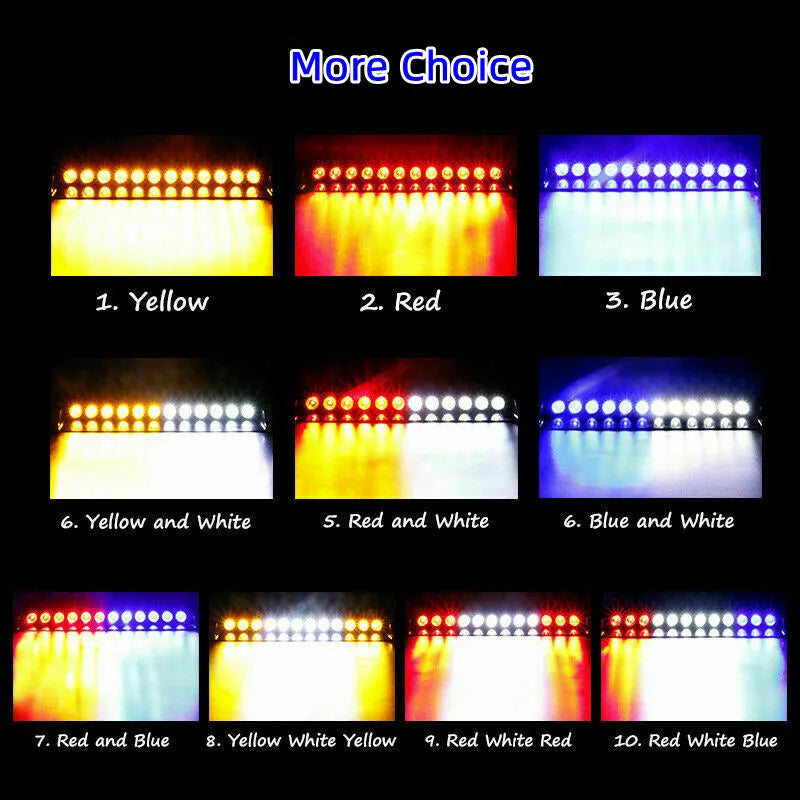 12LED Car LED Strobe Light Red/Blue/White Police Lights Signal Lamps Flash Dash Emergency Flashing Windshield Warning Light 12V