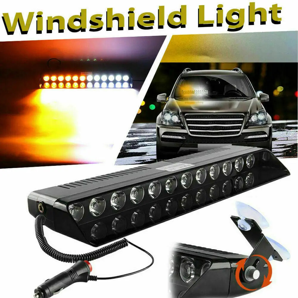 12LED Car LED Strobe Light Red/Blue/White Police Lights Signal Lamps Flash Dash Emergency Flashing Windshield Warning Light 12V