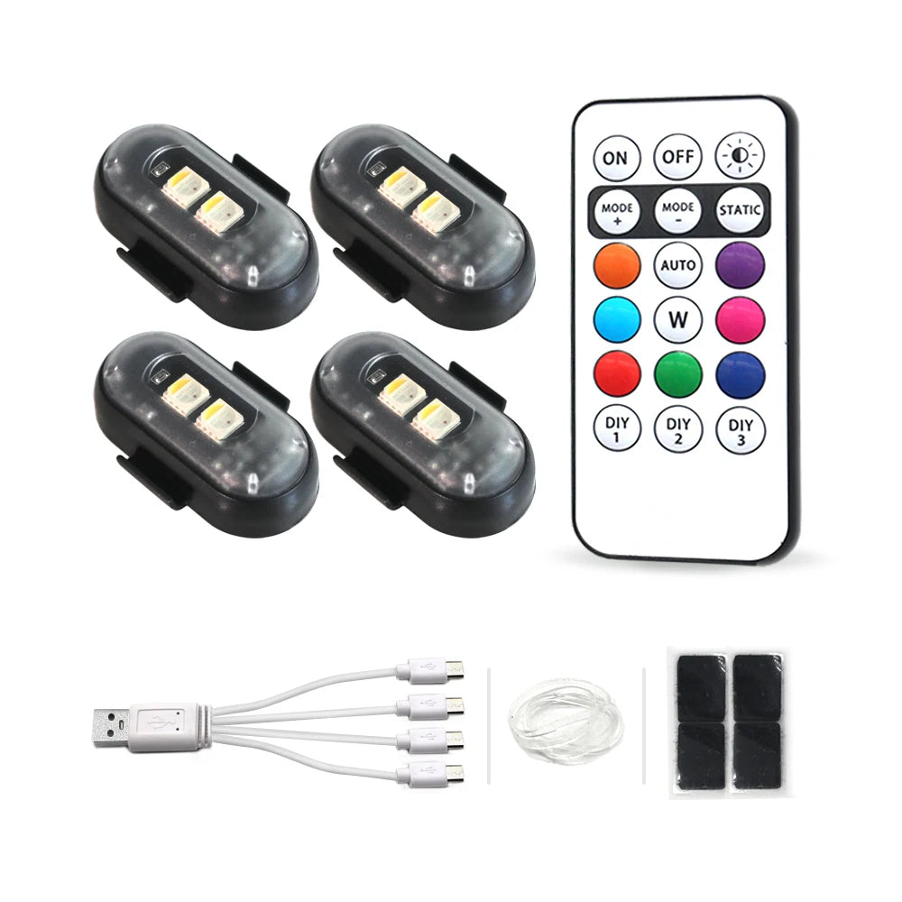 4/10x Car LED Light Multifunctional Car LED Warning Light, Rechargeable Wireless Car Light with Remote Control, Decorative Light