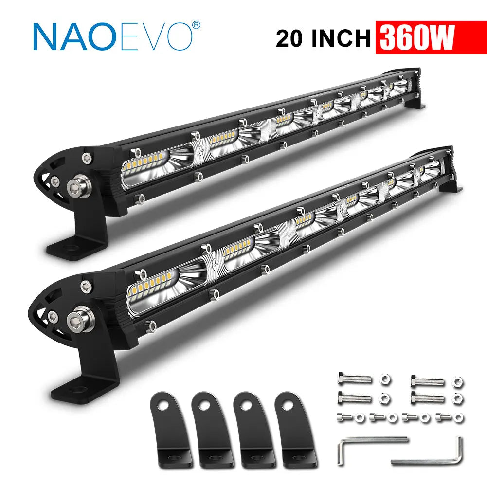 NAOEVO 7" 13" 20" inch Ultra Slim Barra Led light bar 12V 24V Flood Led Bar 4x4 Fog For Car Truck  ATV Jeep Off road Light Bar