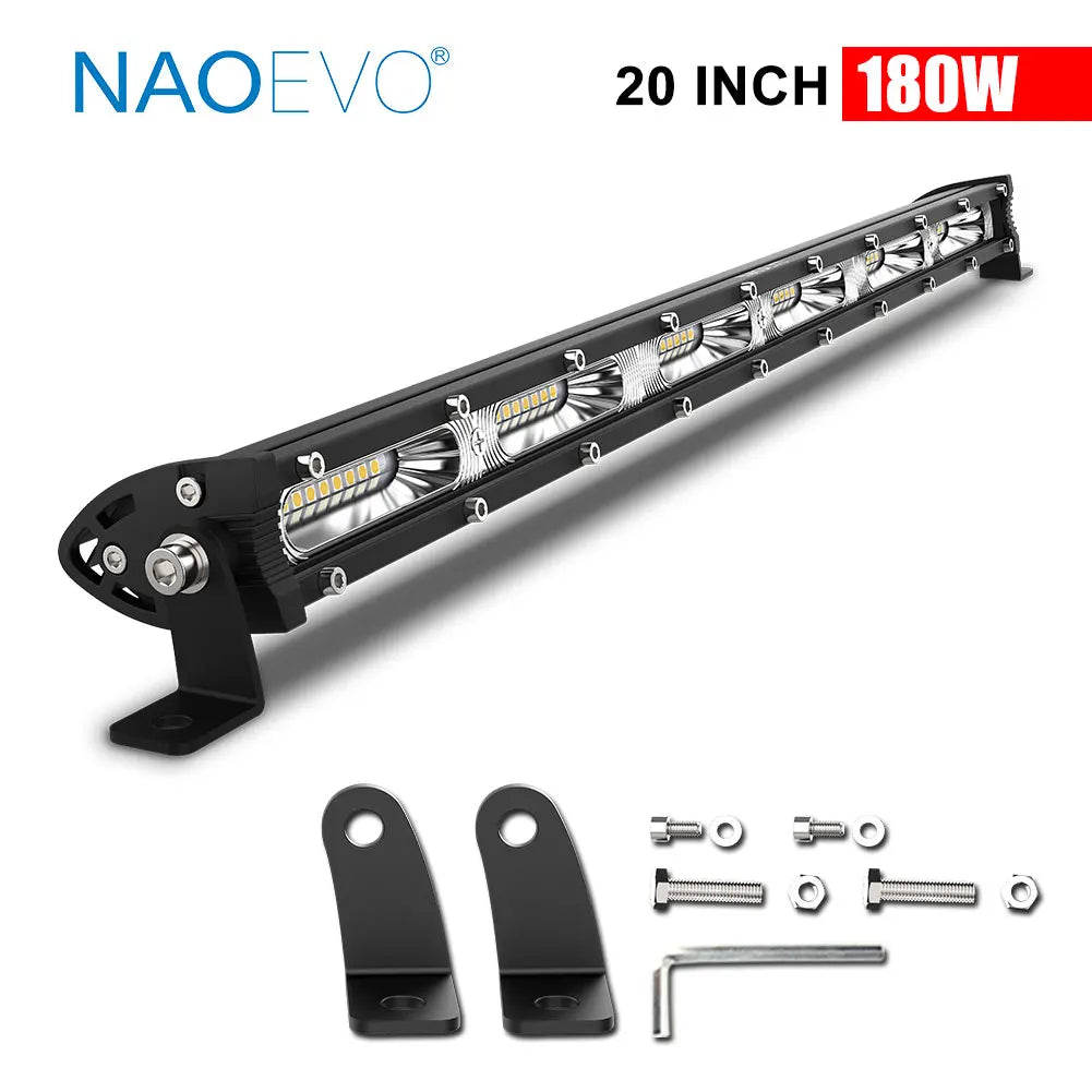 NAOEVO 7" 13" 20" inch Ultra Slim Barra Led light bar 12V 24V Flood Led Bar 4x4 Fog For Car Truck  ATV Jeep Off road Light Bar