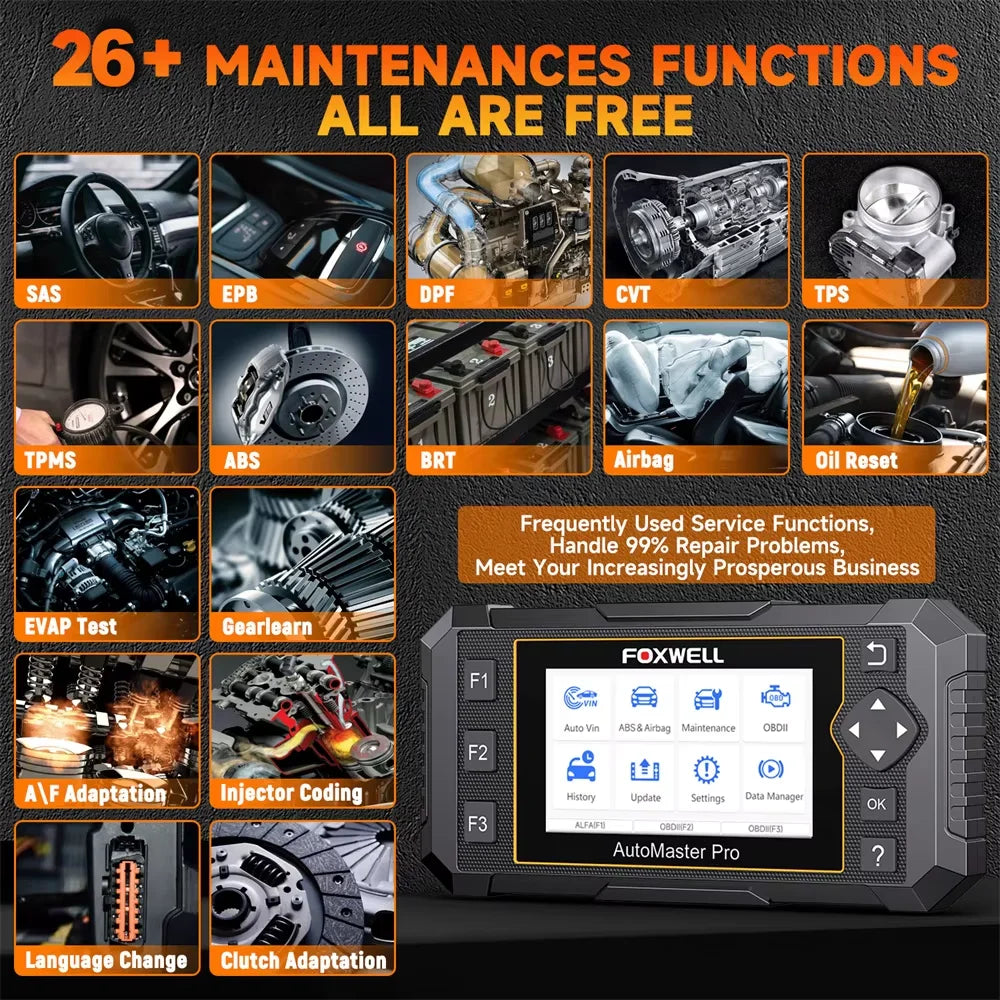 FOXWELL NT650 Pro OBD2 Automotive Scanner SAS A/F OIL EPB BRT TPS 26+ Reset Bidirectional Auto Car Diagnostic Tool Free Update