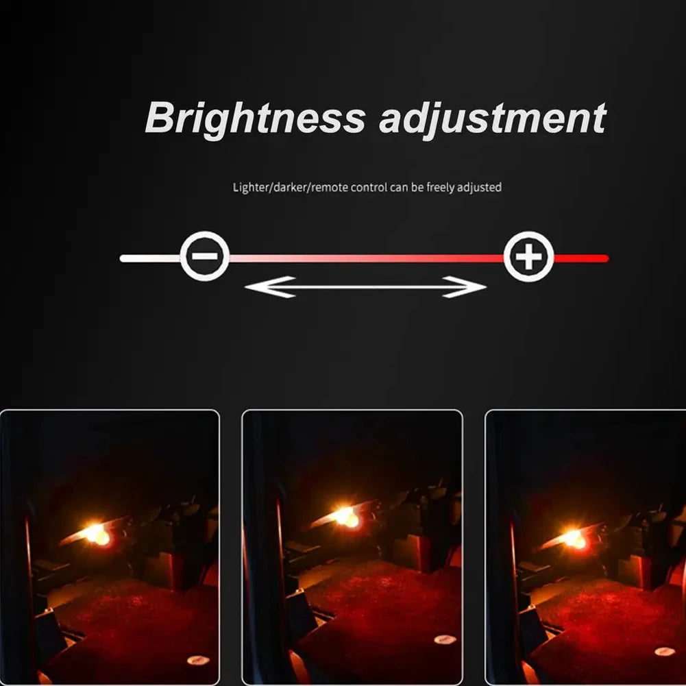 LED Car Interior Ambient Light Remote Control Decoration Auto Roof Foot Atmosphere Lamp Bicycle Tail Light Wireless Adhesive